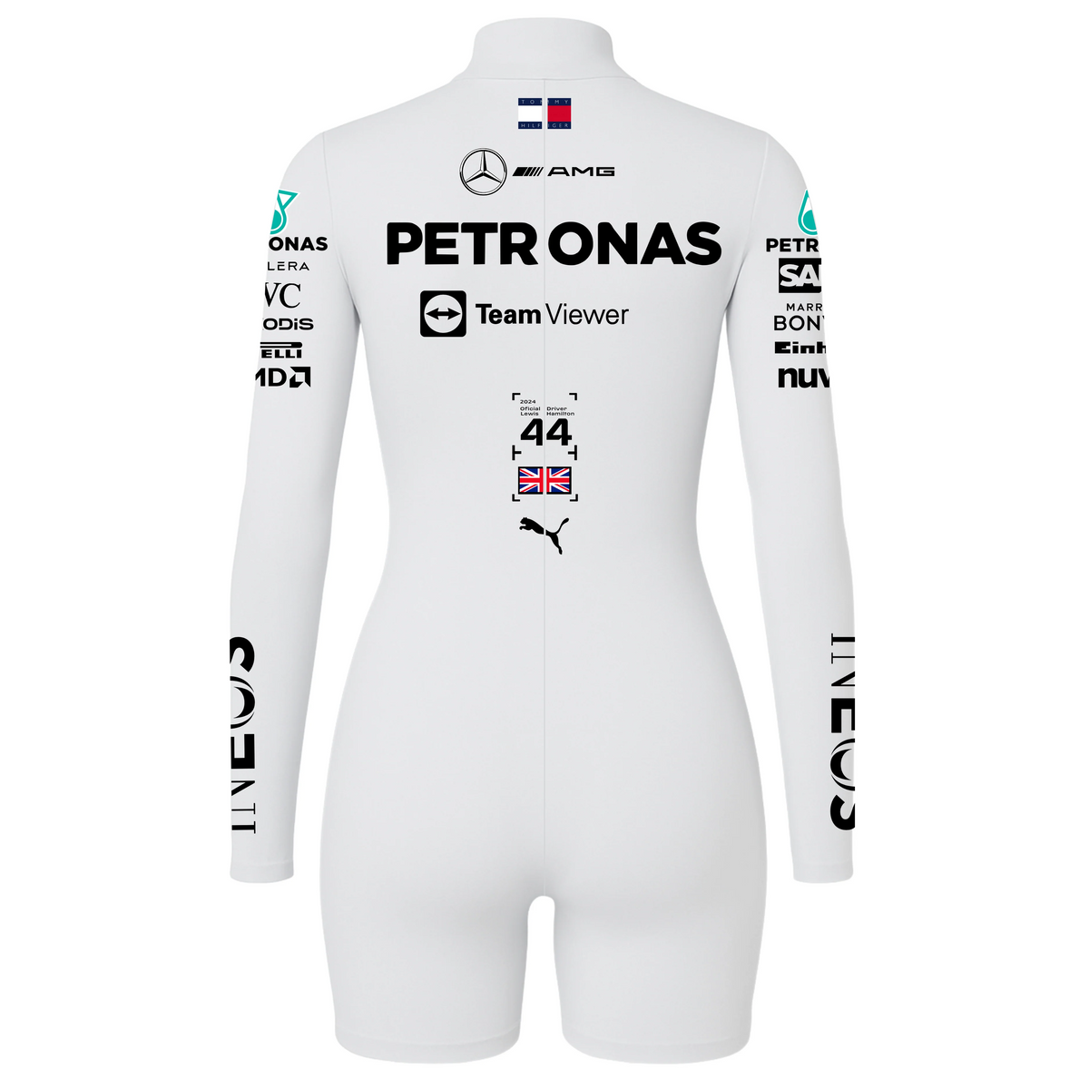 Macaquinho Lewis Hamilton Branco Mercedes - 2024