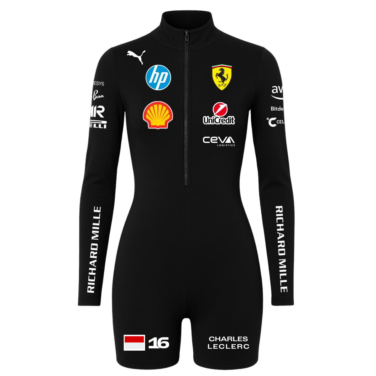 Macaquinho Charles Leclerc Ferrari Preto - 2025