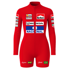 Macaquinho Feminino Ayrton Senna Vermelho - 1983